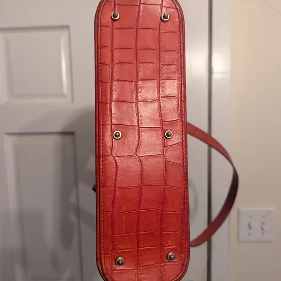 DOONEY & BOURKE Red Leather Vintage Embossed Croc Tote Shoulder Bag USA - Picture 15 of 15